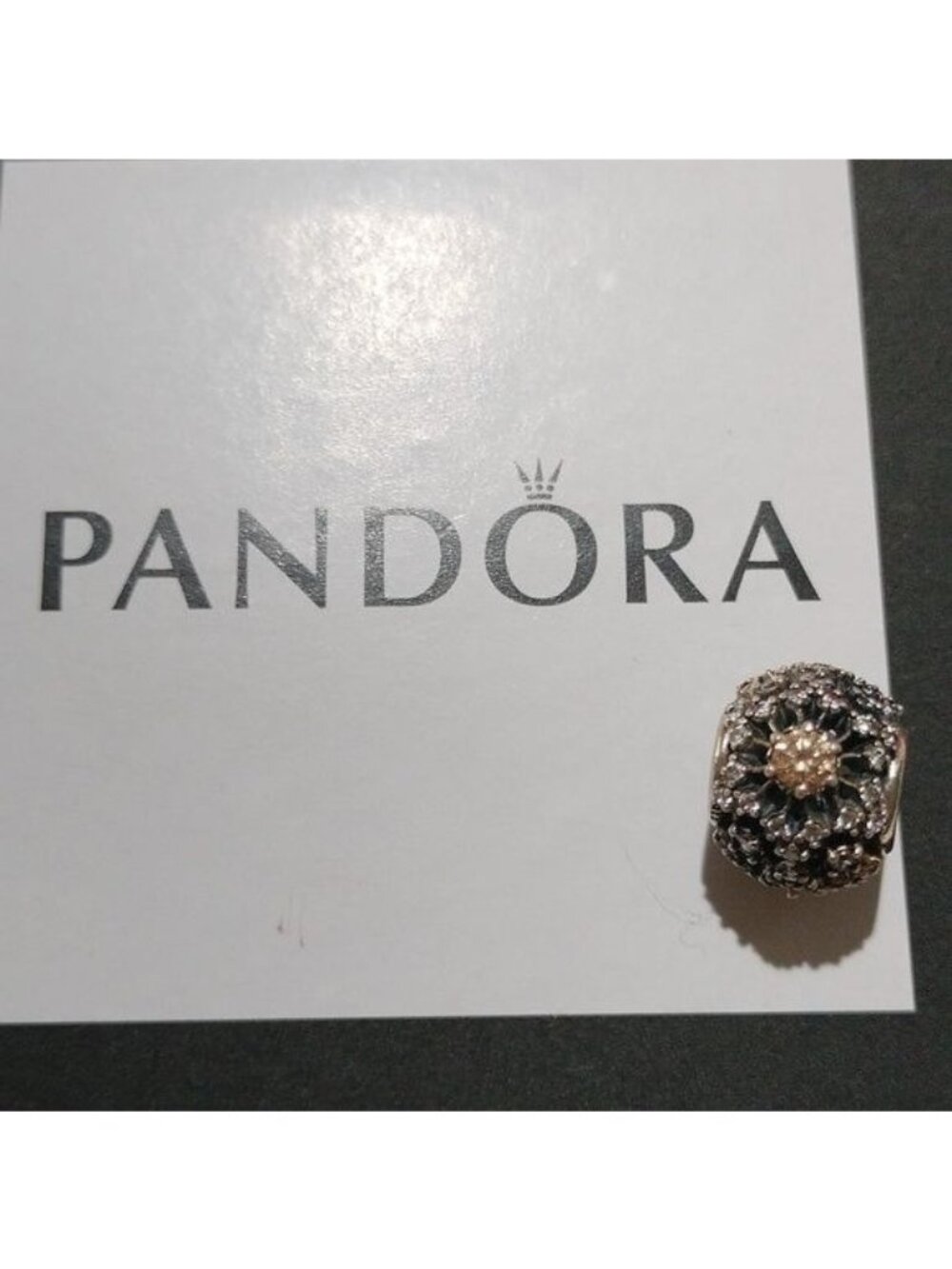 Pandora Retired Inner Radiance Bead w/ Clear + Champagne Zirconia